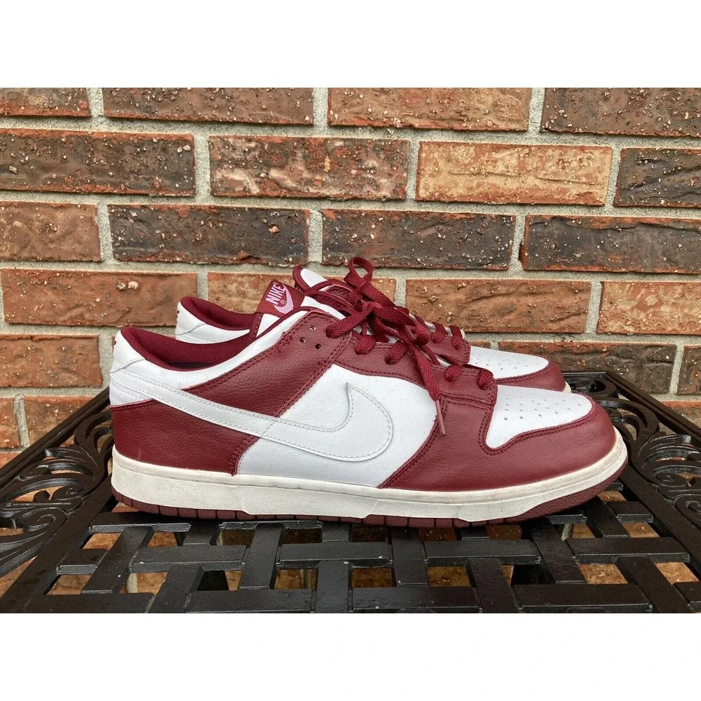 Rare Vintage Nike Dunk Low 2003 Team Red Burgundy‎ White 624044-613 Size 13